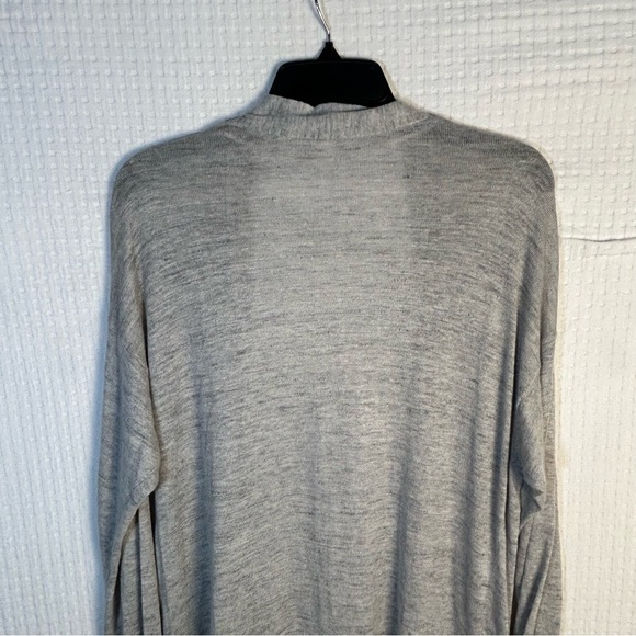 Uniqlo Womens L Gray Cardigan Long-Line Lightweight Open Linen Rayon Pockets - Picture 7 of 11